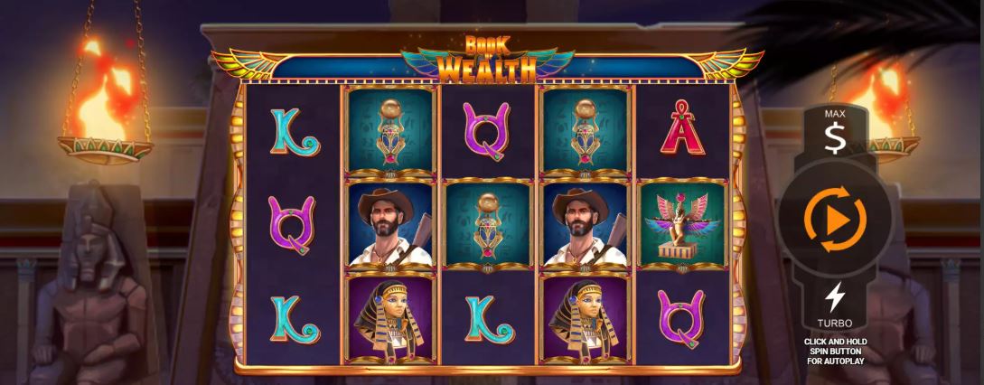 Utforska egyptiska skatter i Book of Wealth slot på Taste Vegas
